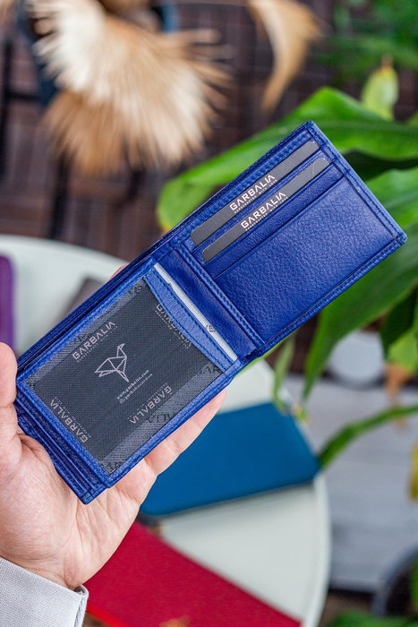 Zoozie Bags Cartera Azul Marino Hombre 100% Piel Genuina Elegante y Duradera para Uso Diario o Formal